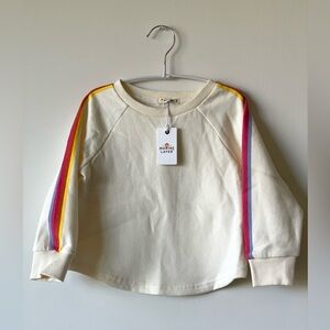 Marine Layer Mini Cream Crewneck Sweatshirt With Rainbow Details - Size 4T